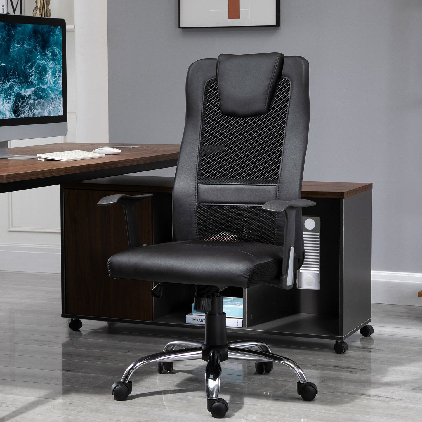 Chaise de bureau ergonomique dossier haut en maille