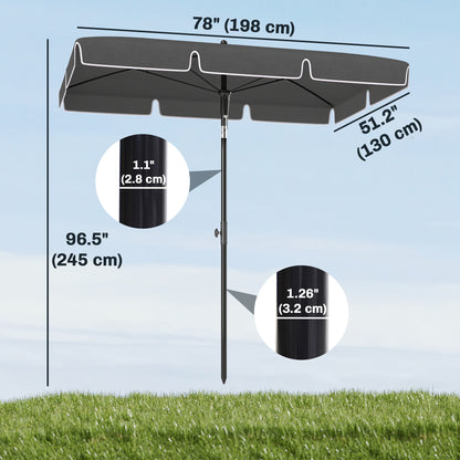 Parasol rectangulaire 198 x 130 cm inclinable aluminium