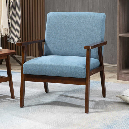 Fauteuil d'accent rembourré avec accoudoirs en bois