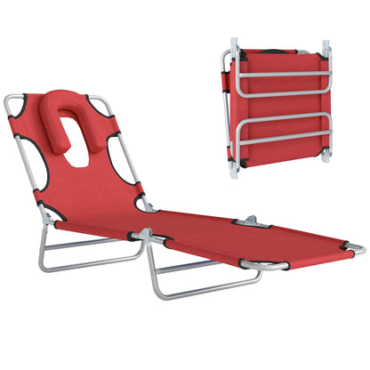 Chaise longue pliante 5 positions avec trou visage