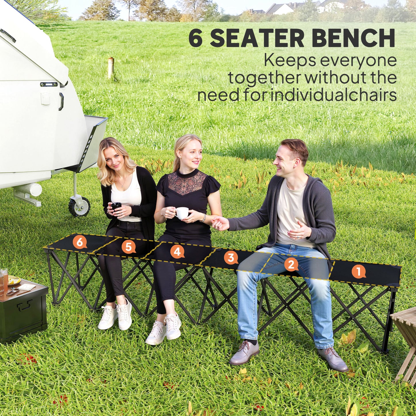 Banc pliant portable 6 places pour camping et sports