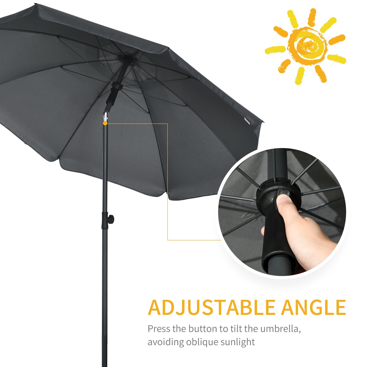 Parasol de plage inclinable UV50+ auvent ventilé à volants