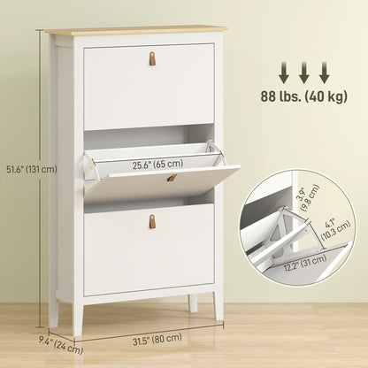Meuble à chaussures étroit avec tiroirs abattants