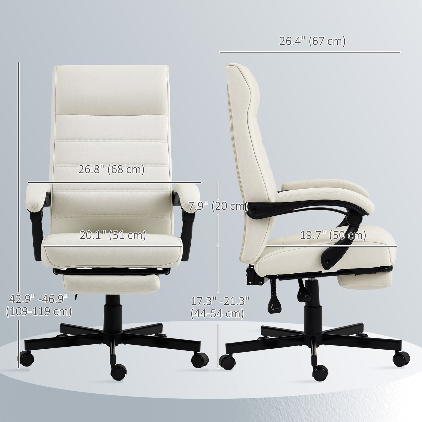Chaise de bureau dossier haut inclinable avec repose-pieds