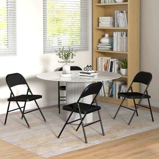 Chaises pliantes rembourrées en lin synthétique — lot de 4