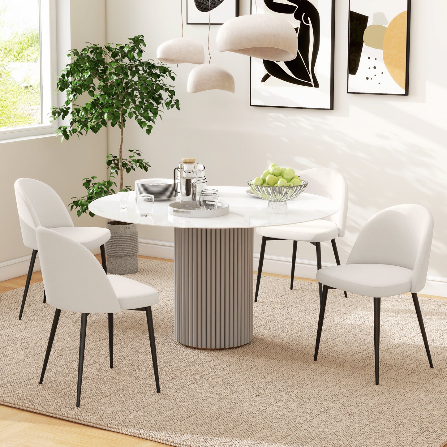 Chaises salle manger dossier mi-hauteur velours ensemble 2