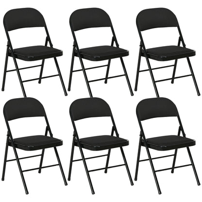 Chaises pliantes rembourrées en métal — ensemble de 6