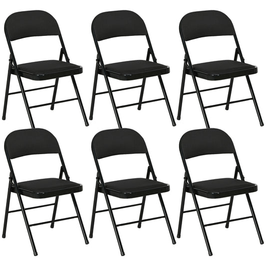 Chaises pliantes rembourrées en métal — ensemble de 6