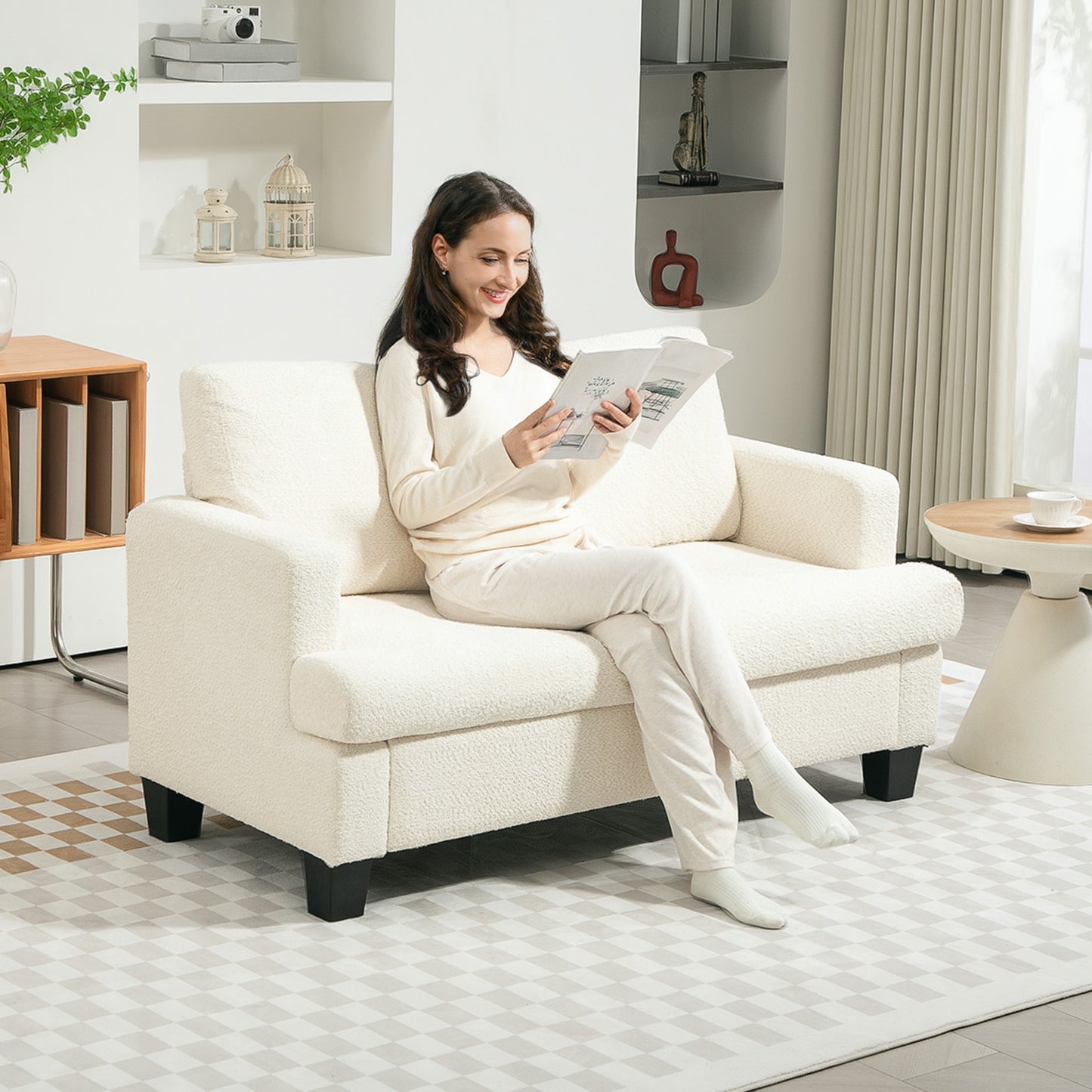 Sofa 2 places en chenille avec coussins lavables