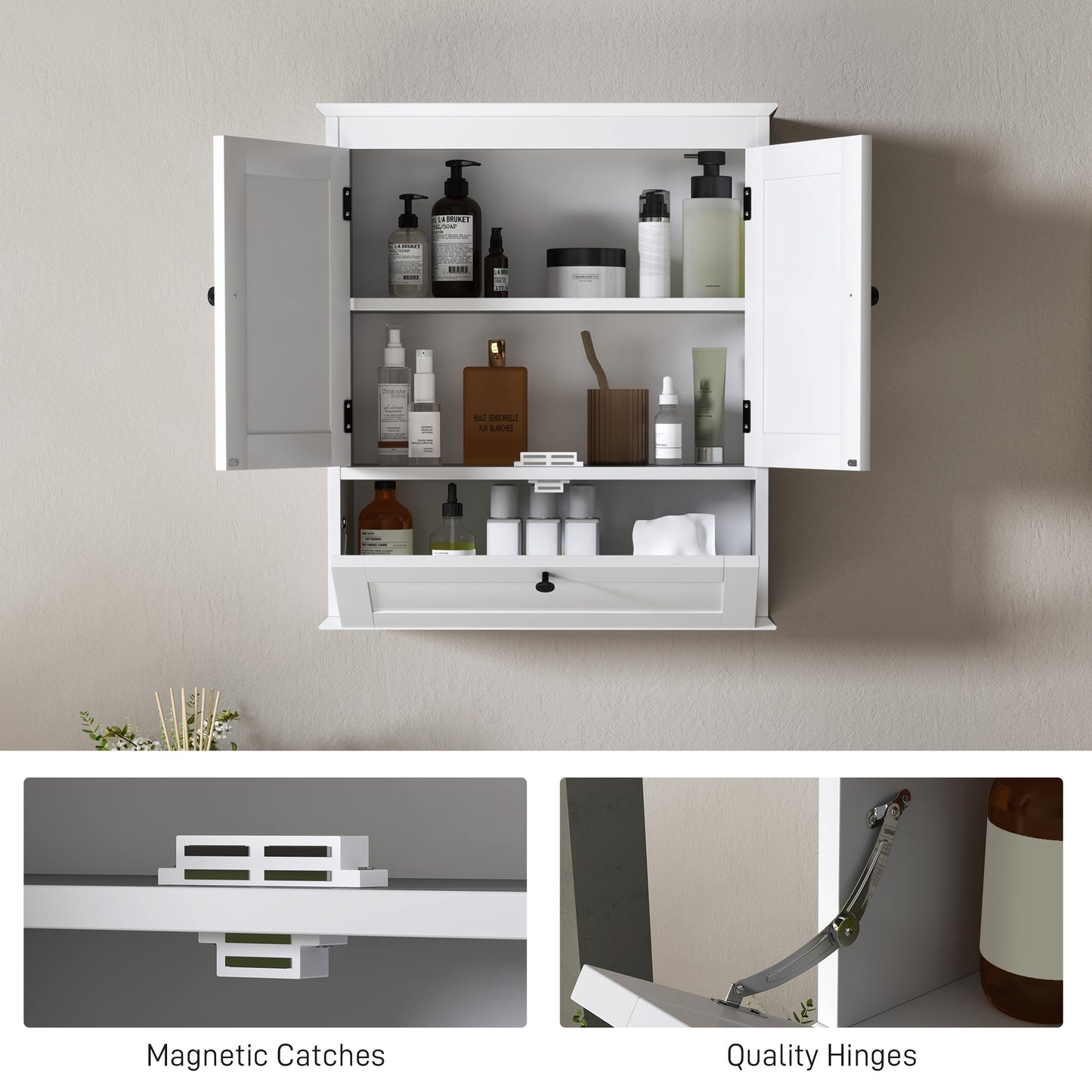 Armoire murale salle de bain à tablette ajustable