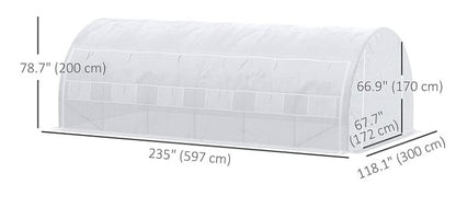  6x3x2m Tunnel Greenhouse with 12 Windows and UV Protection