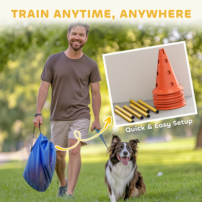 Ensemble d'agilité pour chien avec cônes et perches ajustables