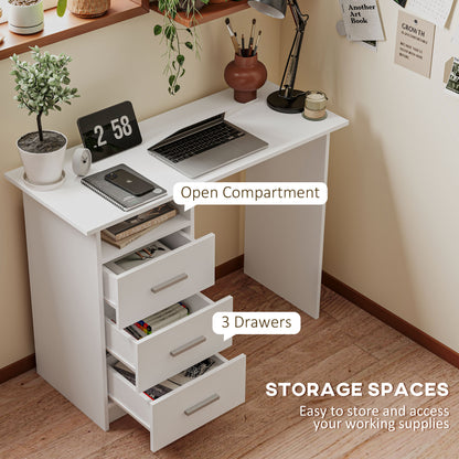 Bureau d'ordinateur avec 3 tiroirs et tablette ouverte