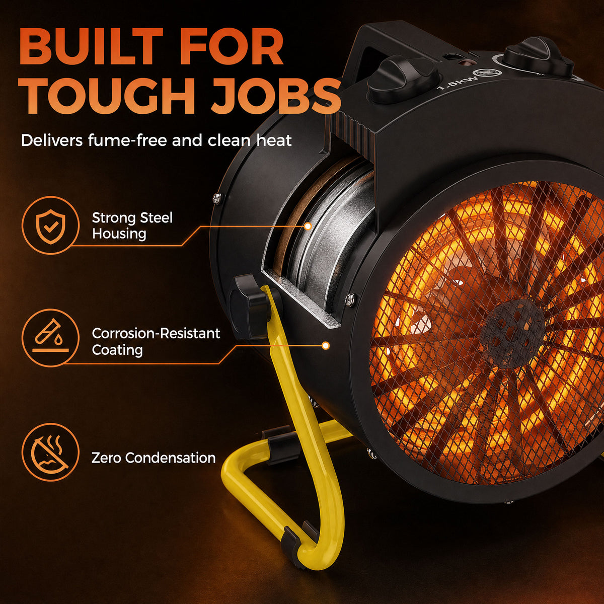Radiateur soufflant électrique 1500W — Acier inoxydable