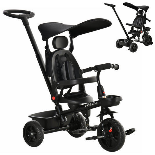 Tricycle 4-en-1 Qaba avec poignée parentale et auvent ajustable