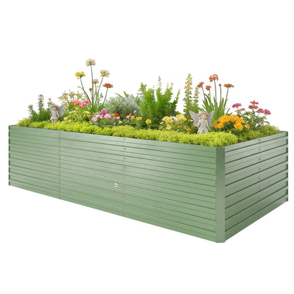 Outsunny 240x120x60cm Raised Garden Bed - Black Galvanized Planter