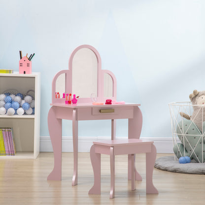 Coiffeuse enfant avec tabouret et miroirs