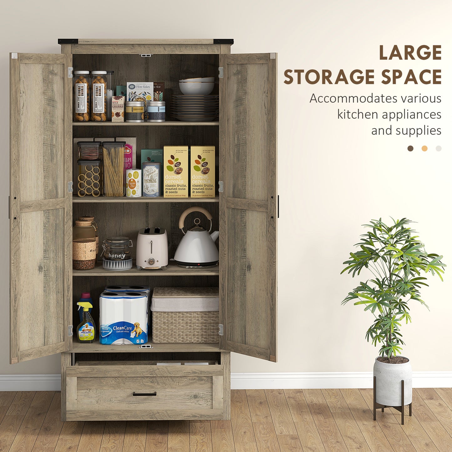 Armoire-garde-manger de cuisine style campagnard 175 cm