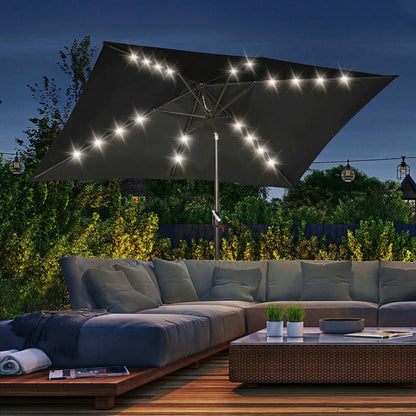 Parasol rectangulaire inclinable avec éclairage LED solaire 195x295cm