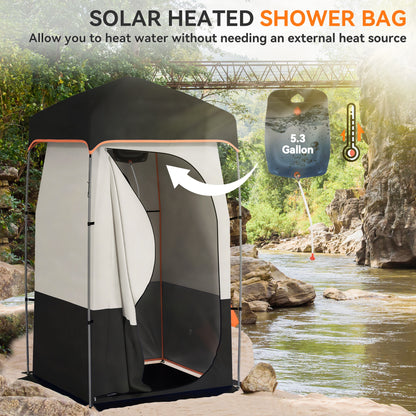 Tente de douche camping avec sac solaire portable