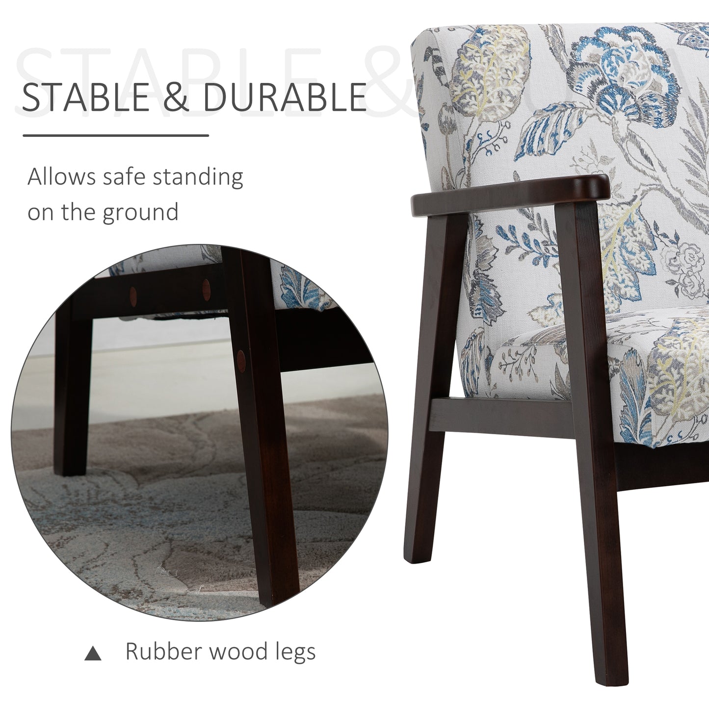 Fauteuil d'appoint moderne rétro en tissu avec accoudoirs