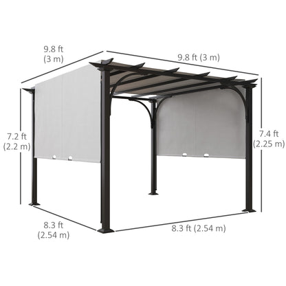 Pergola de patio avec toit coulissant 3 x 3 m