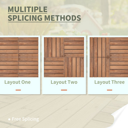Dalles de terrasse en bois emboîtables — ensemble de 27