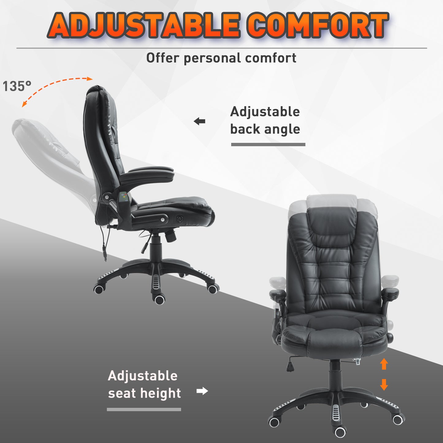 Chaise de bureau massante chauffante dossier haut inclinable