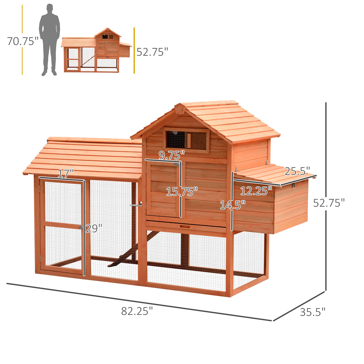 Poulailler en bois avec enclos et pondoir pour poules