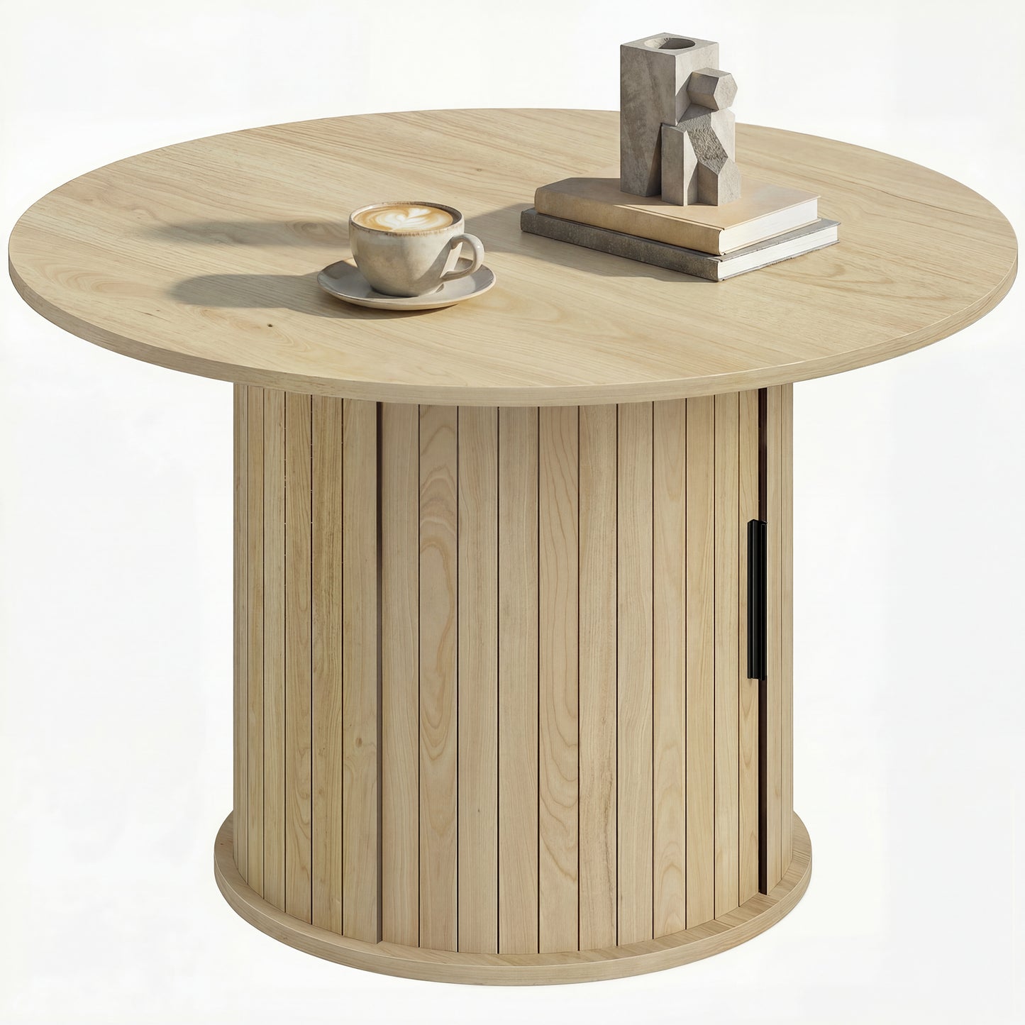 Table basse ronde rangement caché 80 cm