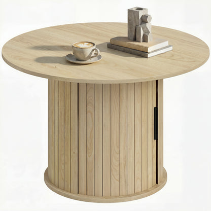 Table basse ronde rangement caché 80 cm