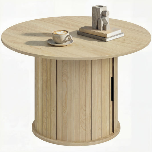 Table à café ronde Aosom 80 cm - Table centrale avec rangement