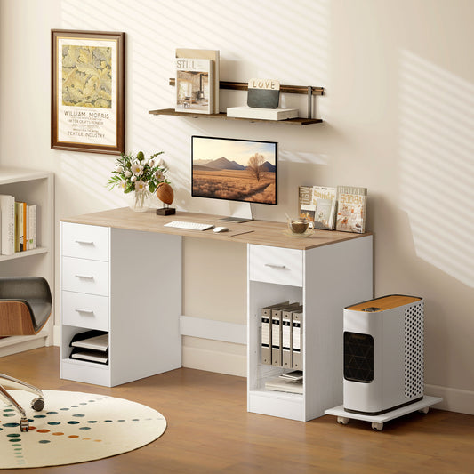 Bureau informatique avec 4 tiroirs et tablette mobile