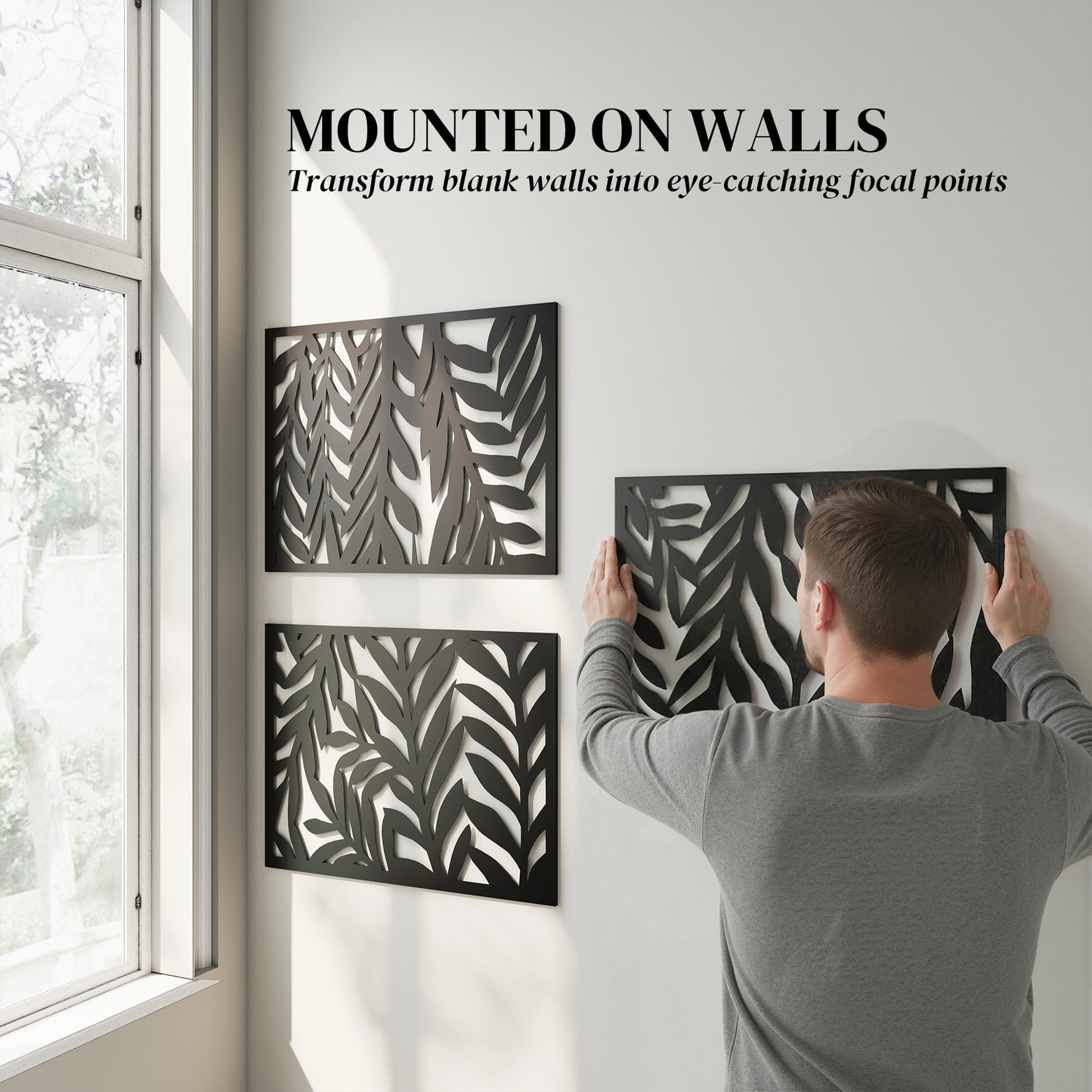 Outsunny 183x96cm Metal Outdoor Privacy Screen - Black