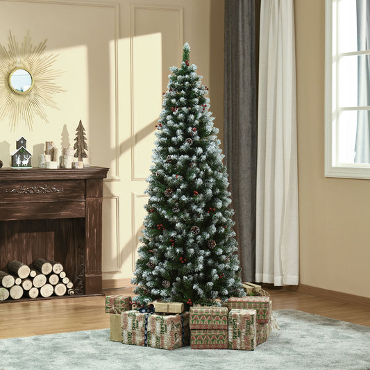Arbre de Noël artificiel floqué et étroit