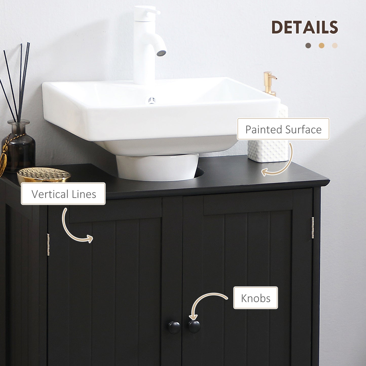 Meuble-lavabo sous évier avec 2 portes et tablette