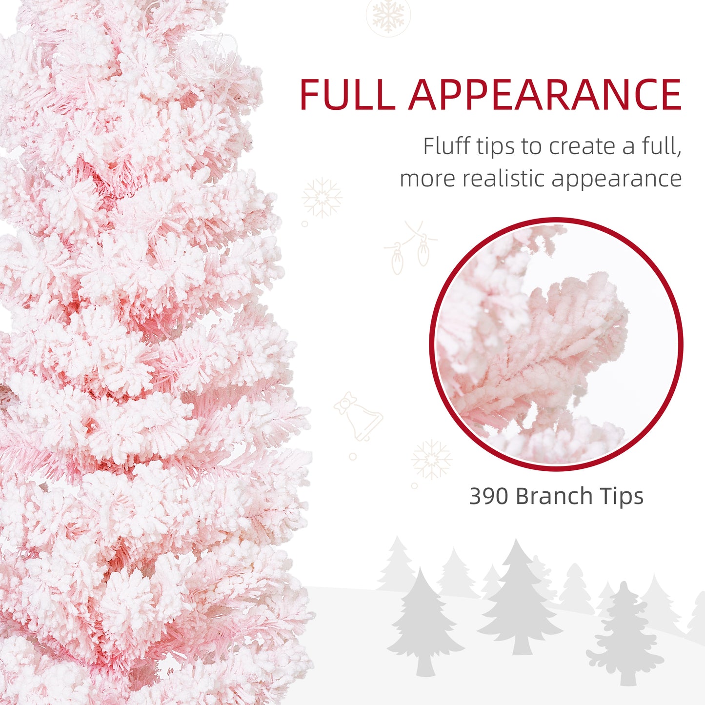 Sapin de Noël crayon enneigé pliable 183 cm