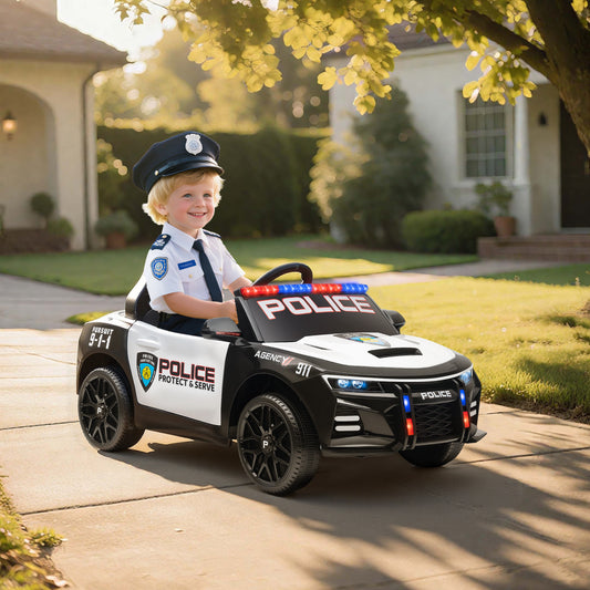 Voiture de police électrique pour enfants avec télécommande