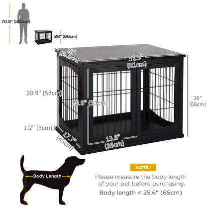 Cage chien table d'appoint 2 portes 26 pouces