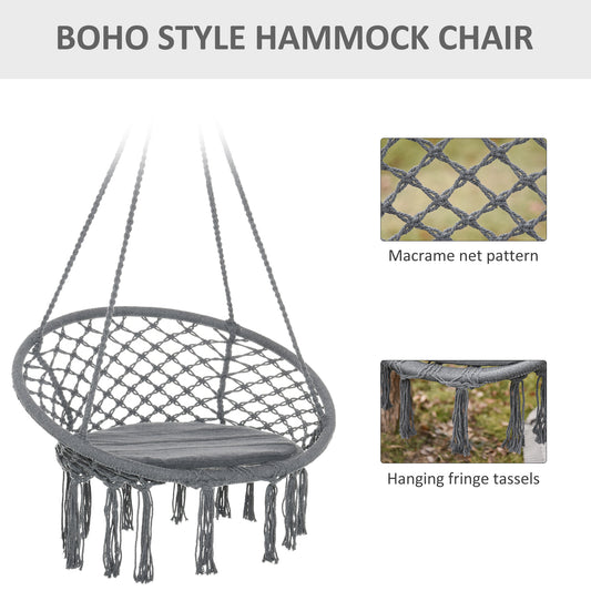 Chaise hamac suspendue bohème avec franges