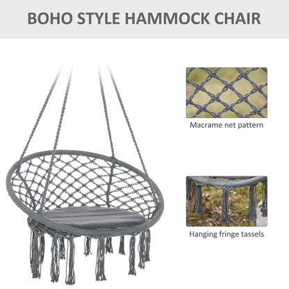 Chaise hamac suspendue bohème avec franges