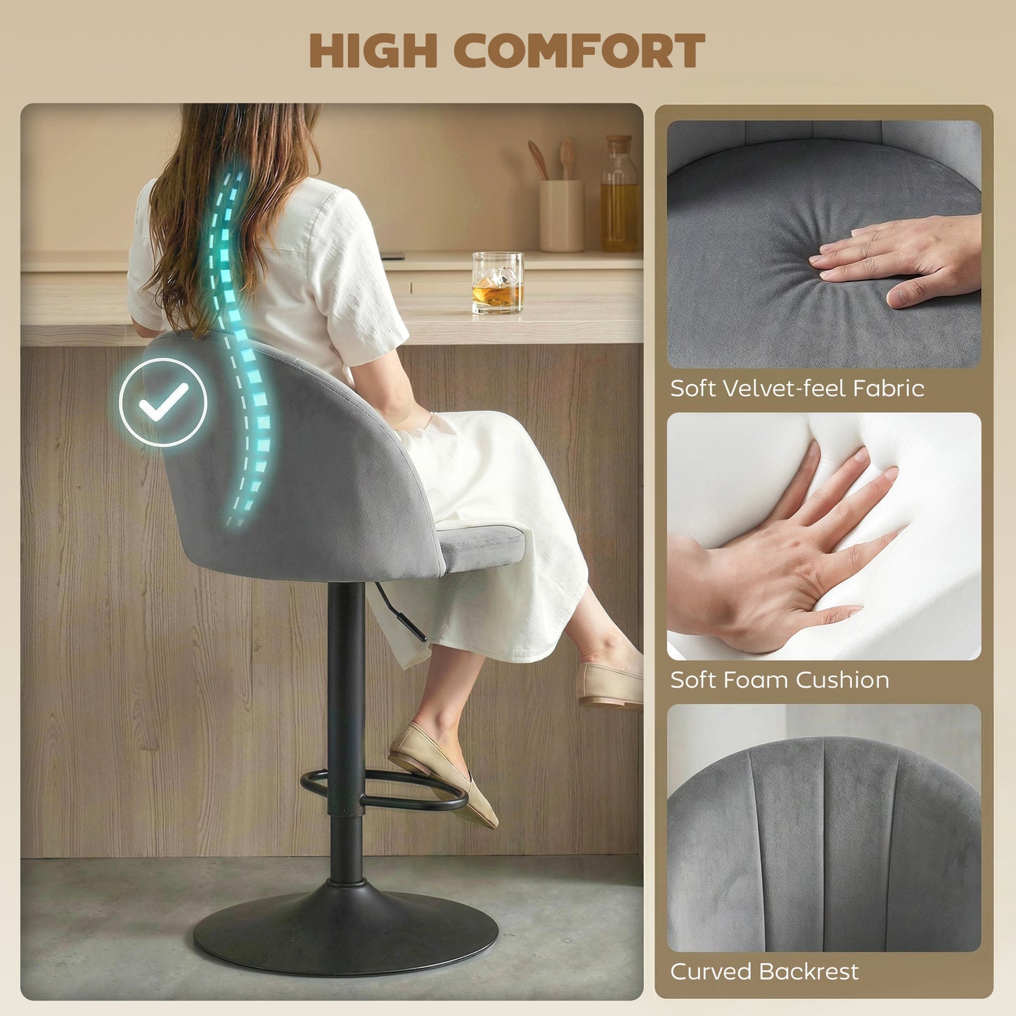 Tabourets de bar pivotants ajustables ensemble de 2