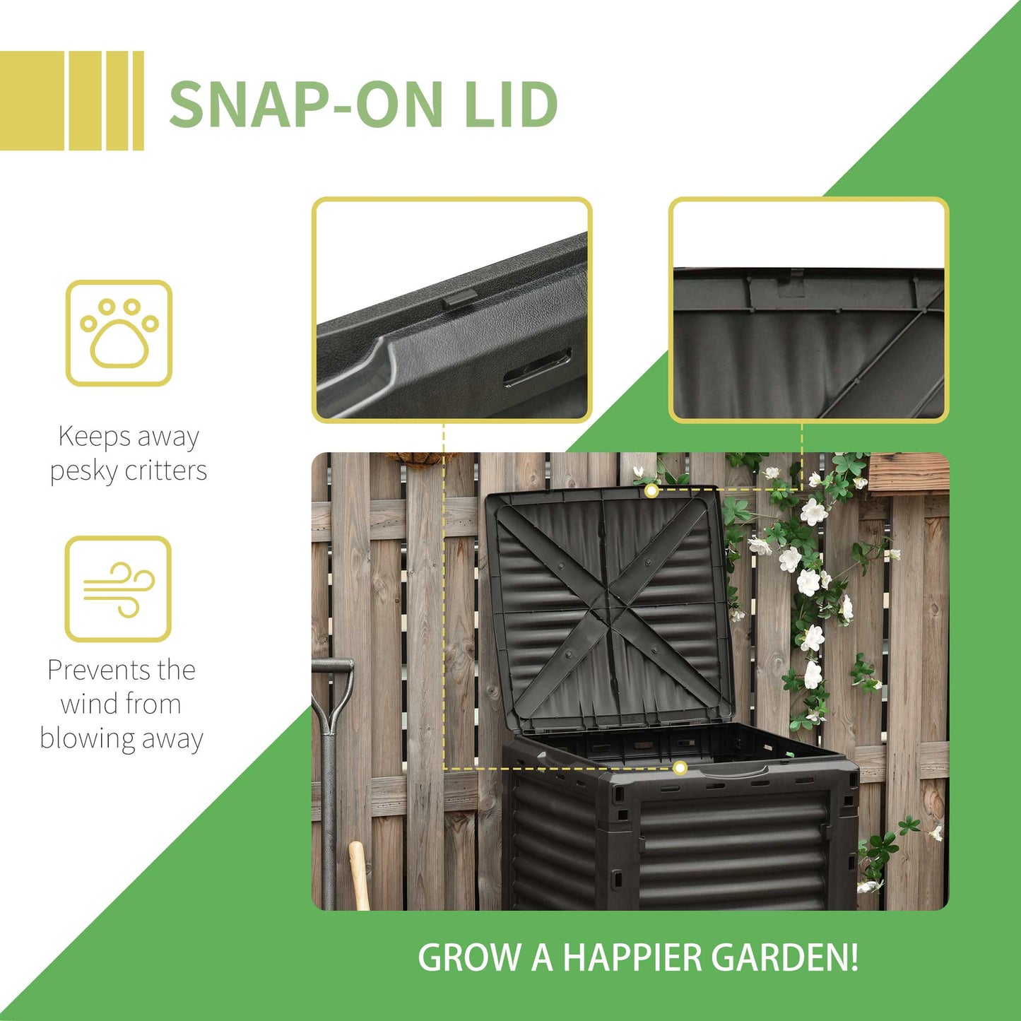 Bac à compost extérieur grande capacité 302 L