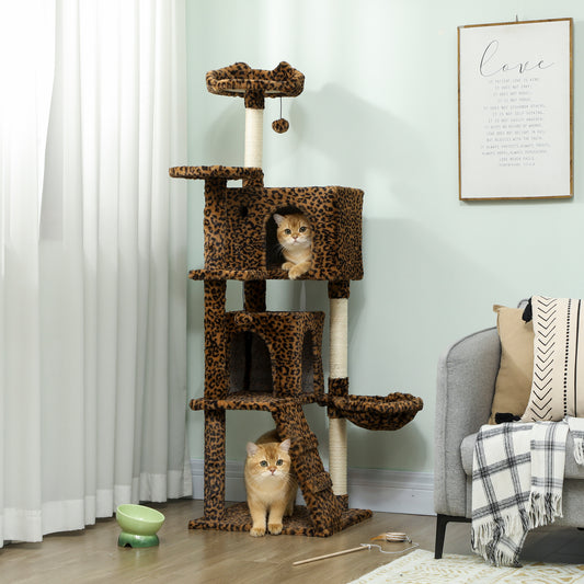 Arbre à chat multiétage avec griffoirs en sisal — Imprimé léopard
