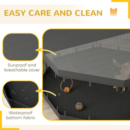 Parc pour chien pliable 8 panneaux avec couverture