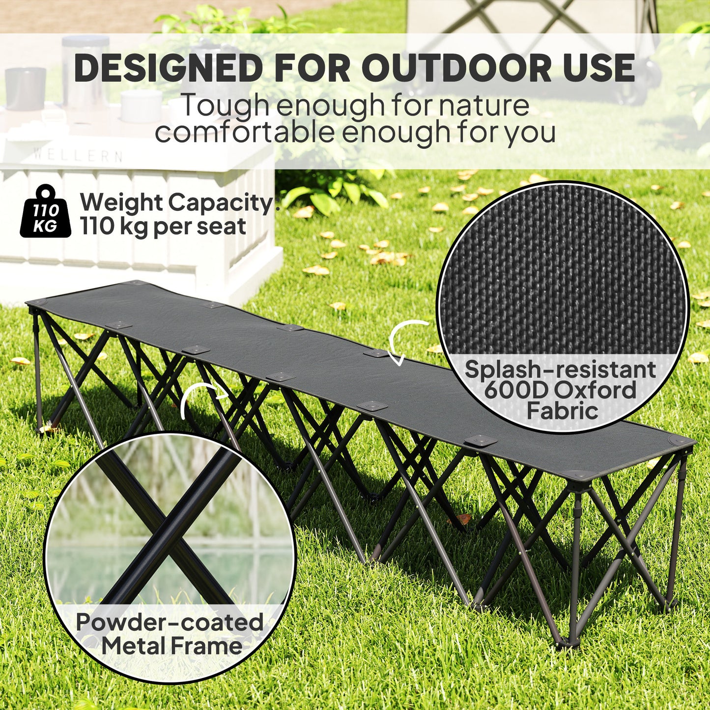 Banc pliant portable 6 places pour camping et sports