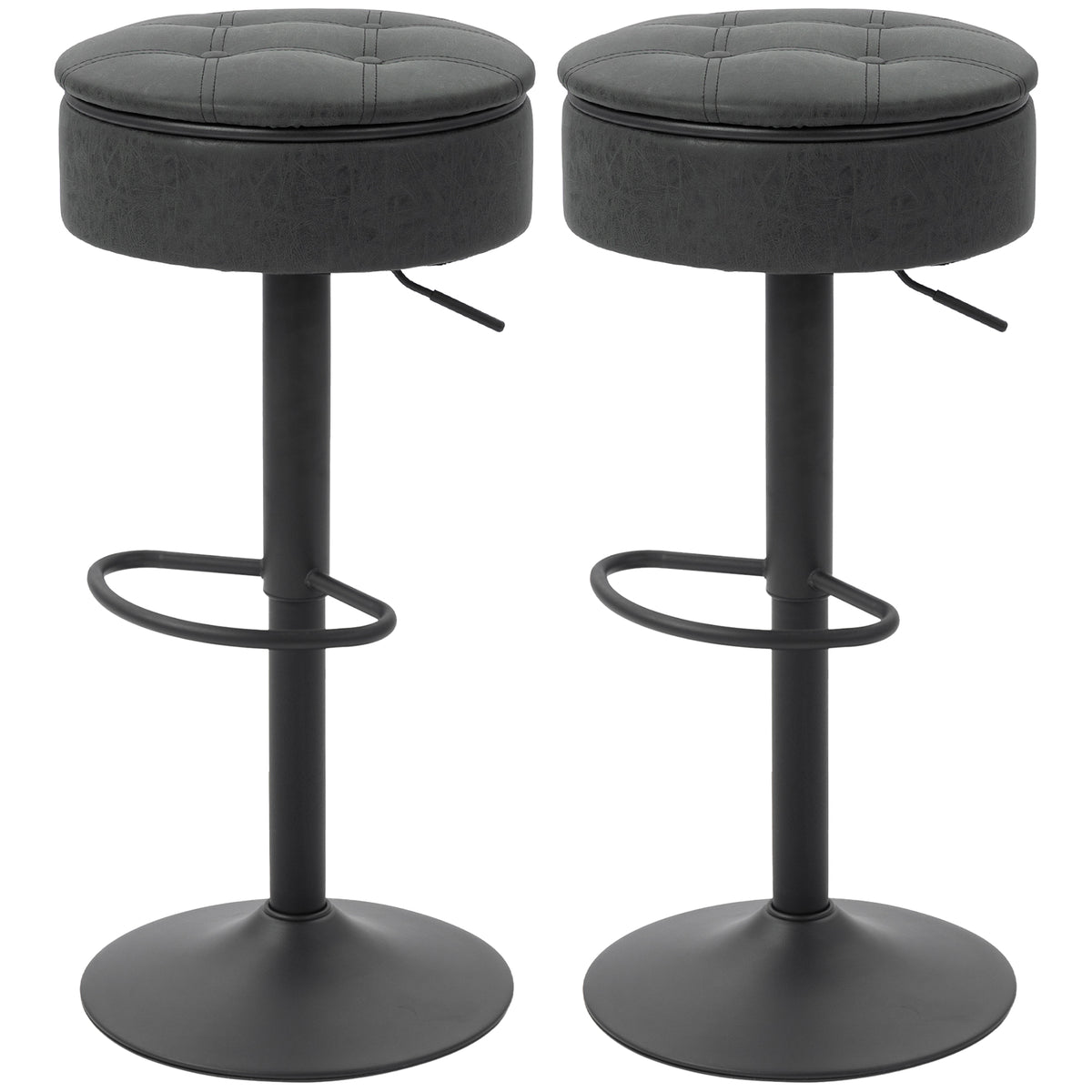 Ensemble 2 tabourets bar rangement pivotant