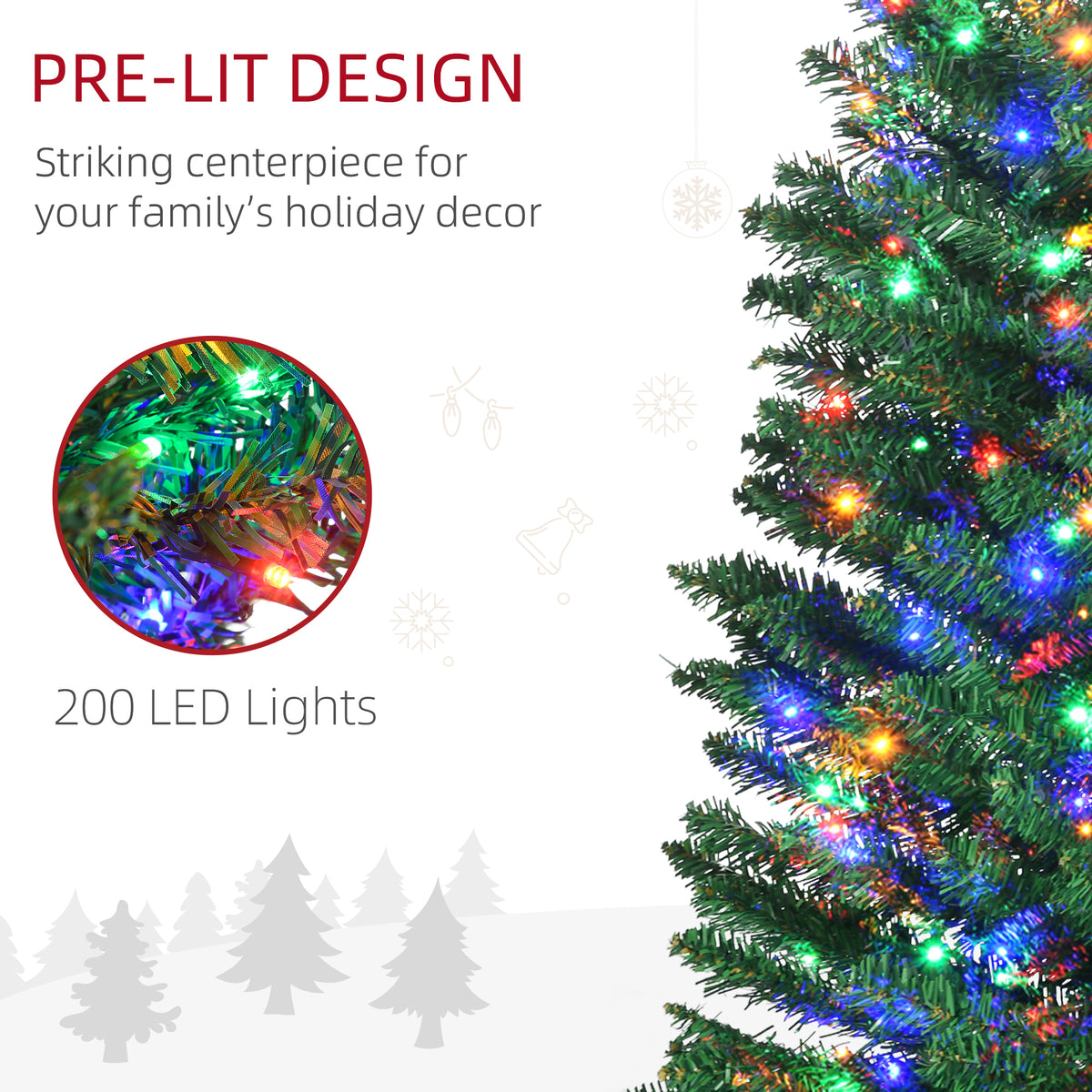 Sapin artificiel mince 6 pi avec lumières LED