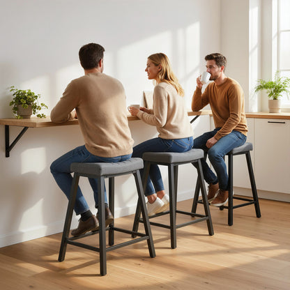 Tabourets de bar rembourrés velours — ensemble de 3