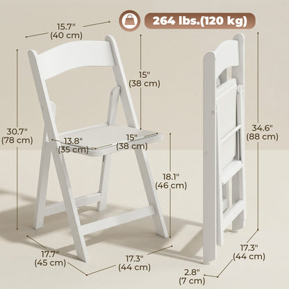 Chaises pliantes rembourrées en résine, lot de 4